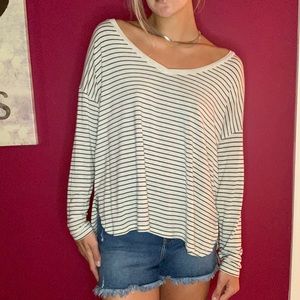 Striped wide neck long sleeve